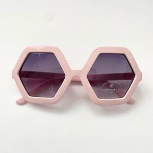 Girls Pink Sunglasses With Hexagon Frames- Super Chic!
